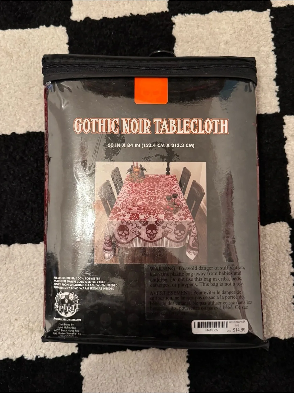 Spirit Halloween Gothic Noir Skull Tablecloth - Red Lace Skull New NWT